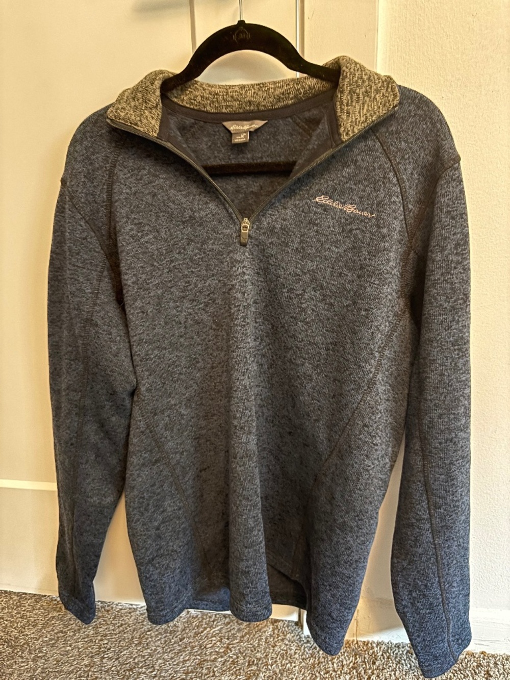 Eddie Bauer Men's Blue Gray Quarter Zip Performance Pullover Size Medium